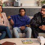 Nemesis. (L to R) Michael Hyatt as Dr. Ashley Wade, Gabrielle Dennis as Candace Stiles, Cedric Joe as Noah Stiles, Matthew Law as Isaiah Stiles in episode 102 of Nemesis. Cr. Saeed Adyani/Netflix © 2026